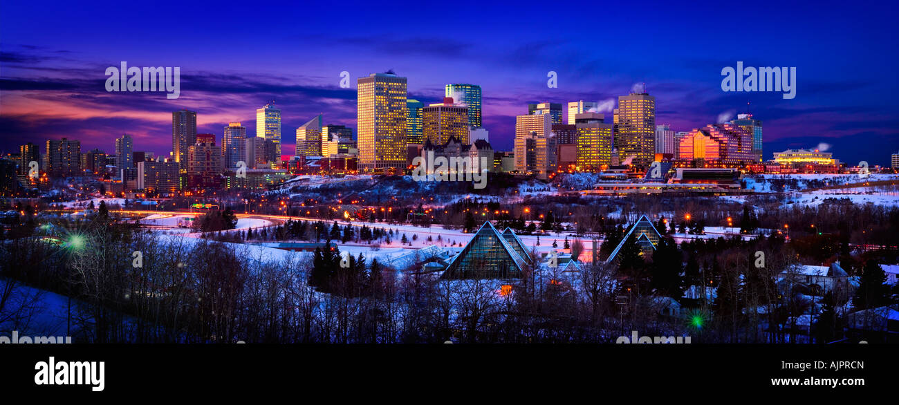 Edmonton skyline di inverno Foto Stock