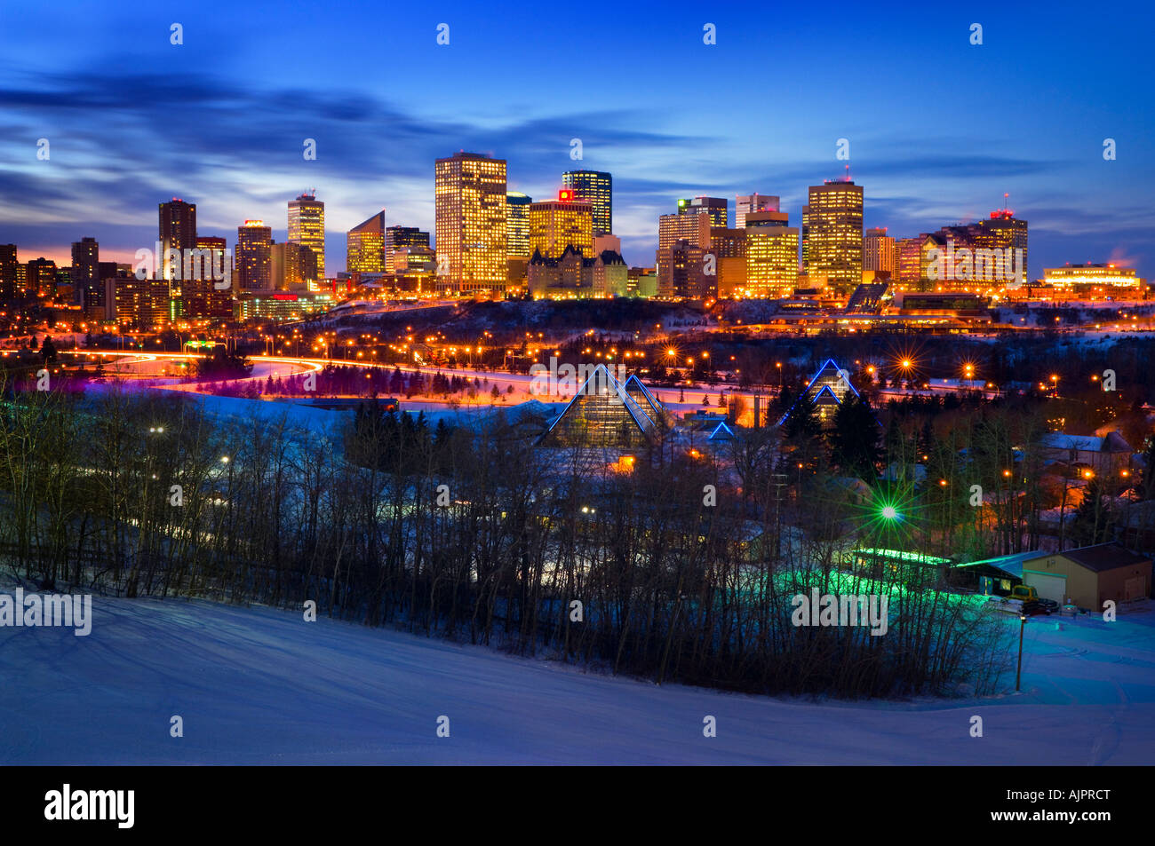 Edmonton skyline di inverno Foto Stock