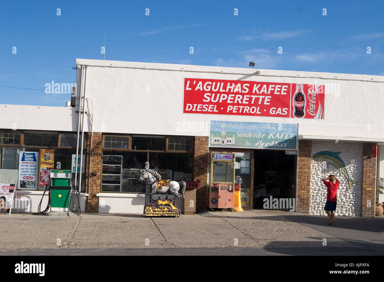 Sud Africa cape agulhas southermost Kafee dell Africa stazione di benzina Foto Stock