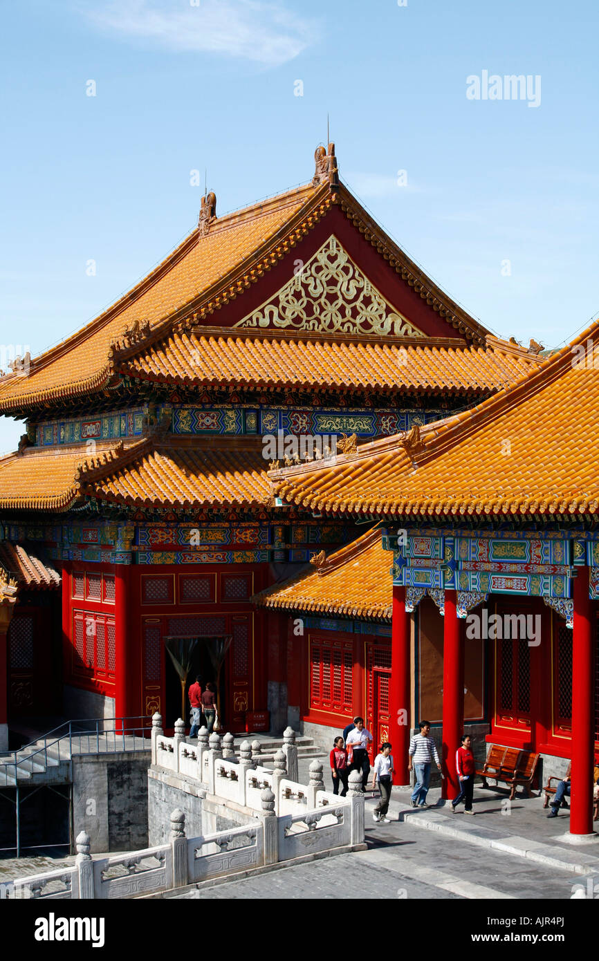La gente alla Città Proibita piazza Tiananmen Pechino CINA Foto Stock