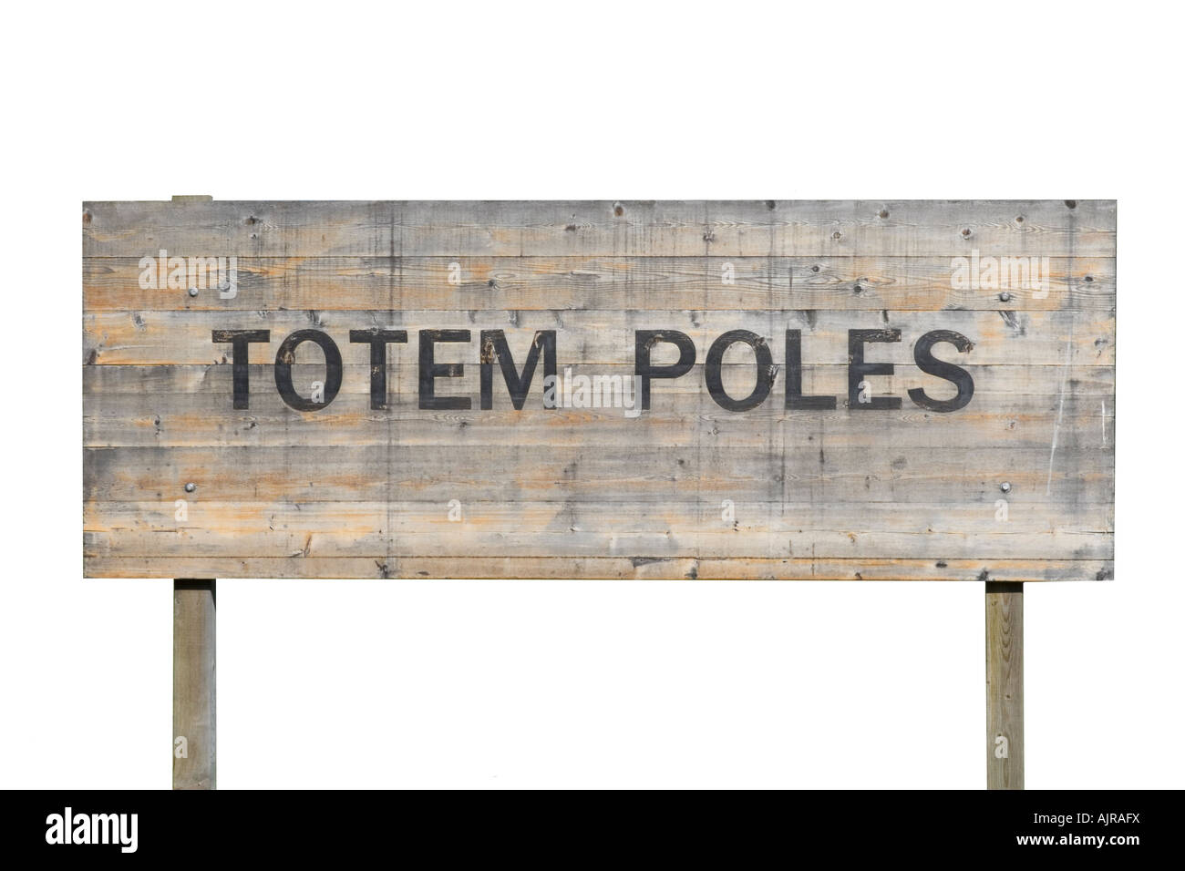 In legno palo totem segno Foto Stock