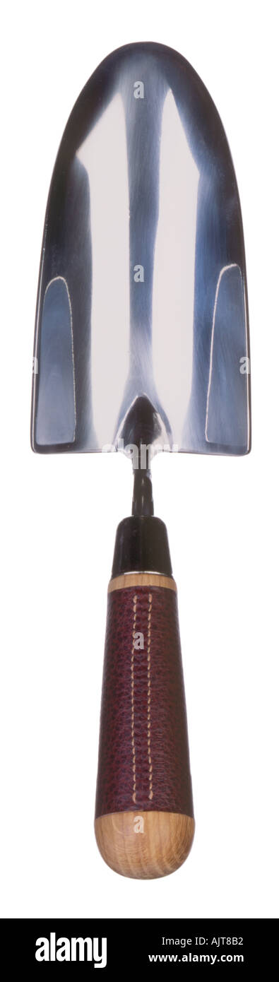 Giardino cazzuola Manico in pelle Foto Stock
