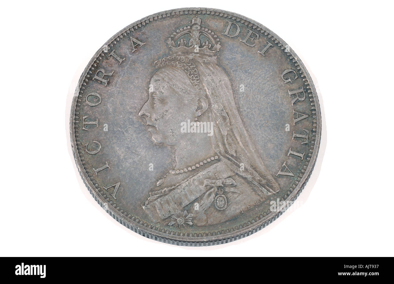 Regno Unito Victorian mezza corona moneta 1887 Foto Stock
