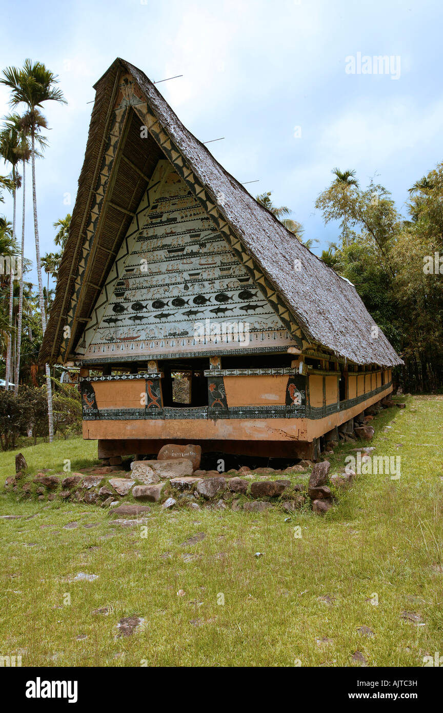 Bai Ra Irrai uomini Meeting House Micronesia Pacifico Palau Foto Stock