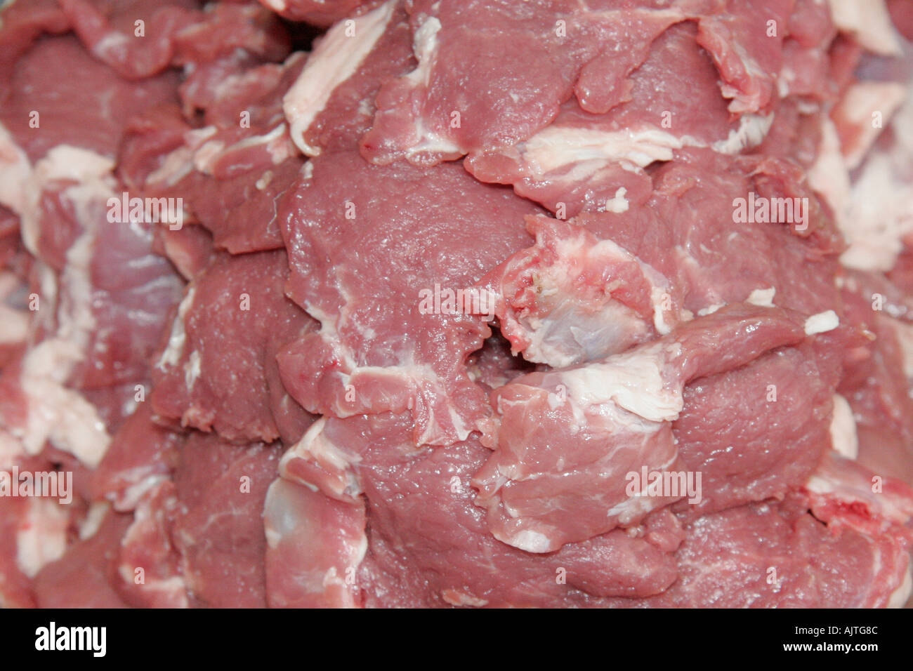 Close up di carne di maiale cruda Foto Stock