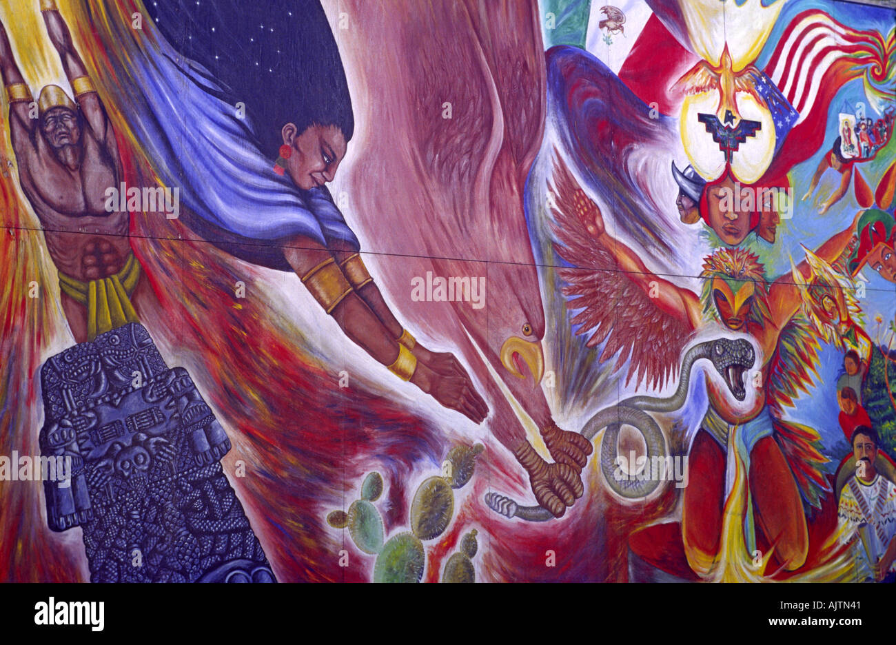 Nuestro Futuro murale (frammento) da Jimenez presso il Museo di Belle Arti di Tucson, Arizona, Stati Uniti d'America Foto Stock