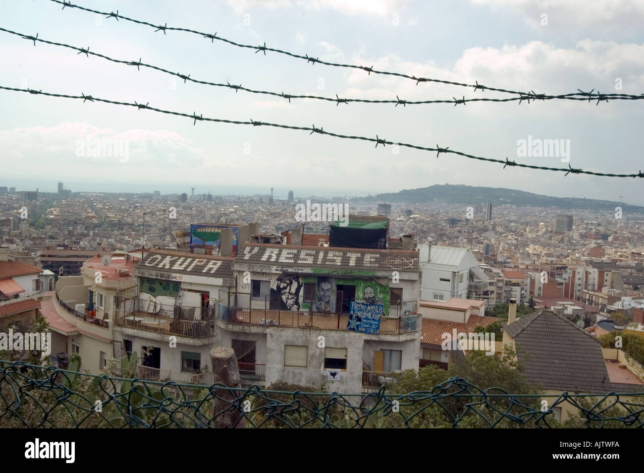 Barcellona Espana Ocupa y resiste Foto Stock