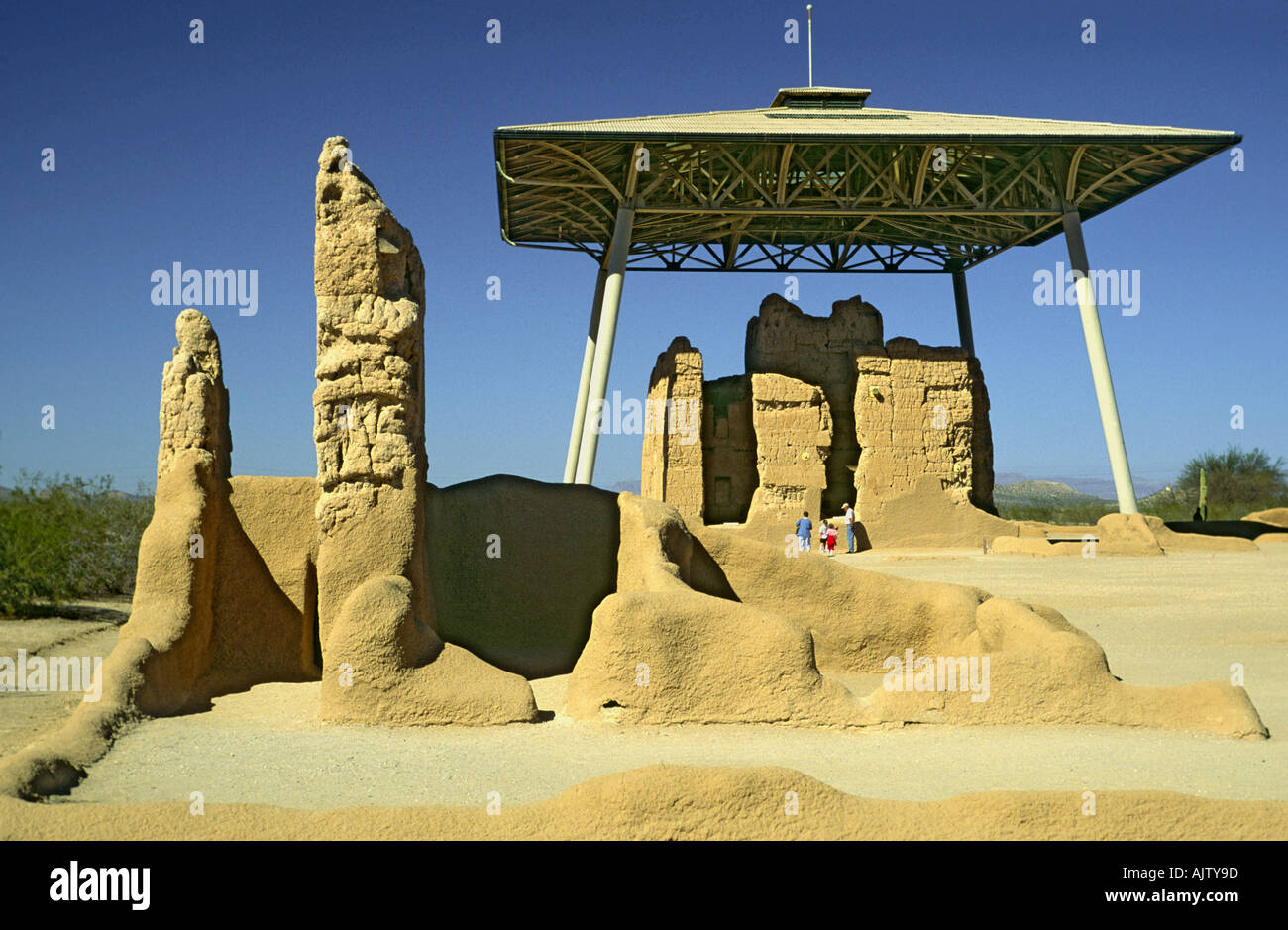 Casa Grande rovine, monumento nazionale vicino Firenze, Arizona, Stati Uniti d'America Foto Stock