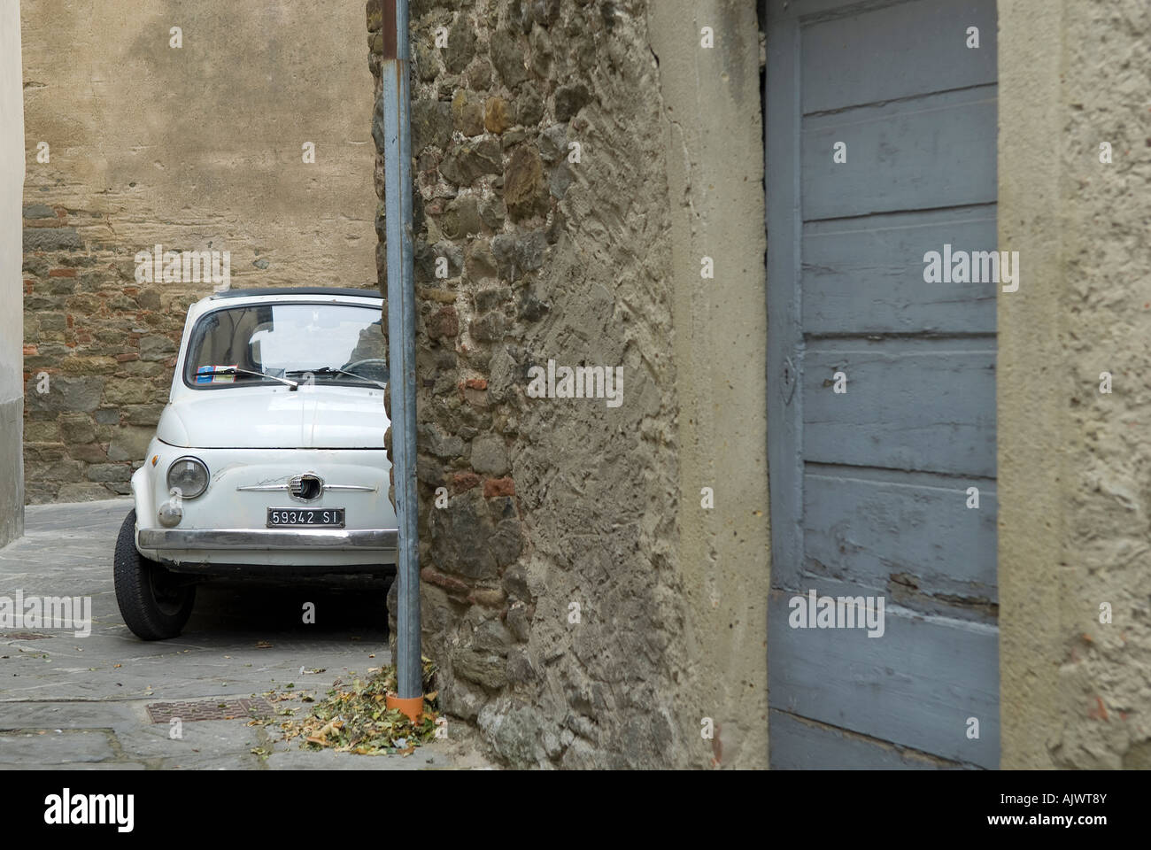 Fiat 500, classic autoveicolo, Cortona, Italia Foto Stock