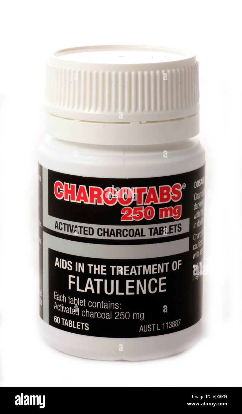 Charcotabs assorbire un eccesso di gas nel tratto gastrointestinale Foto Stock