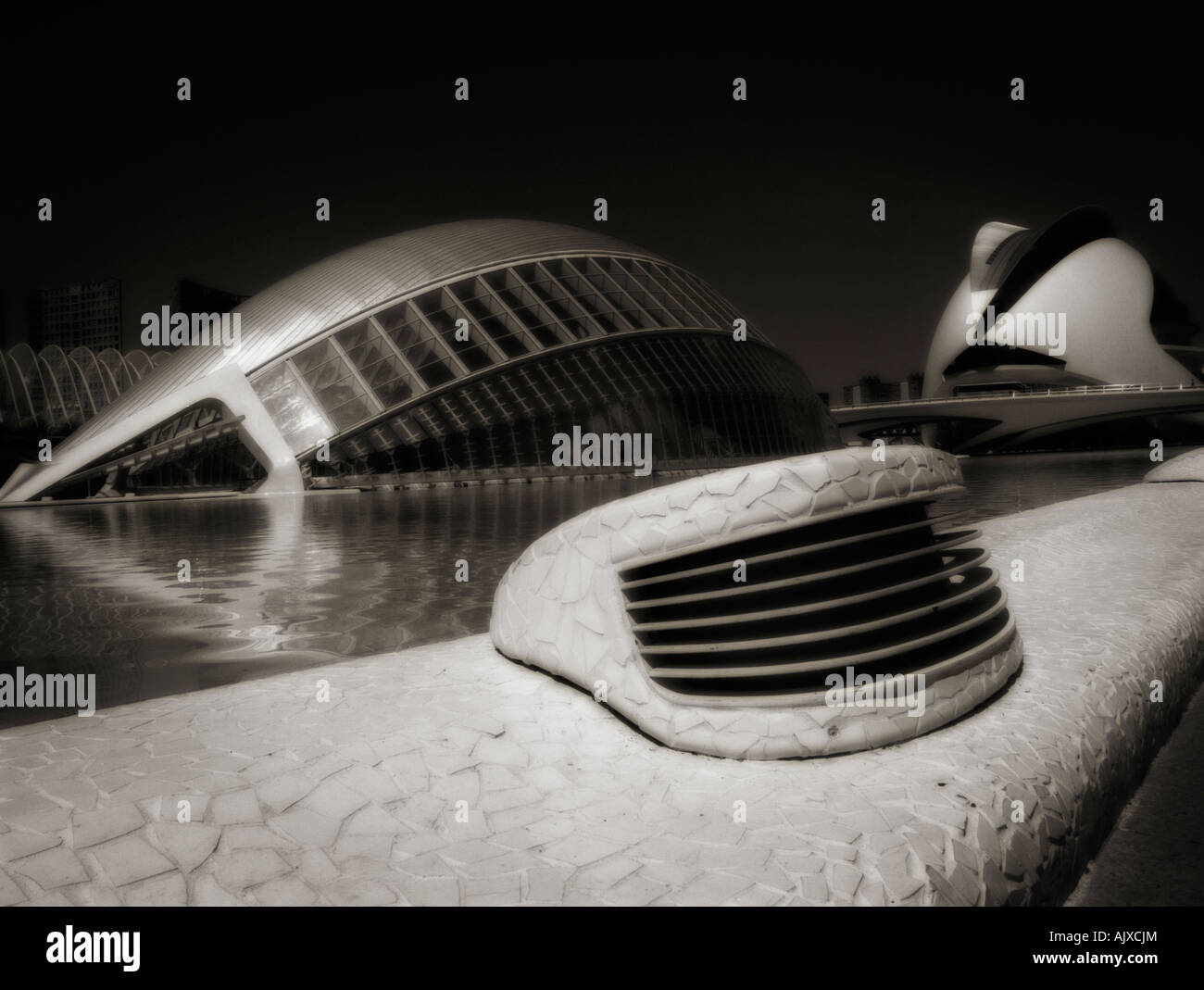 L'Hemisferic e Palau de les Arts Reina Sofia. Città delle Arti e delle Scienze. Valencia. Spagna Foto Stock