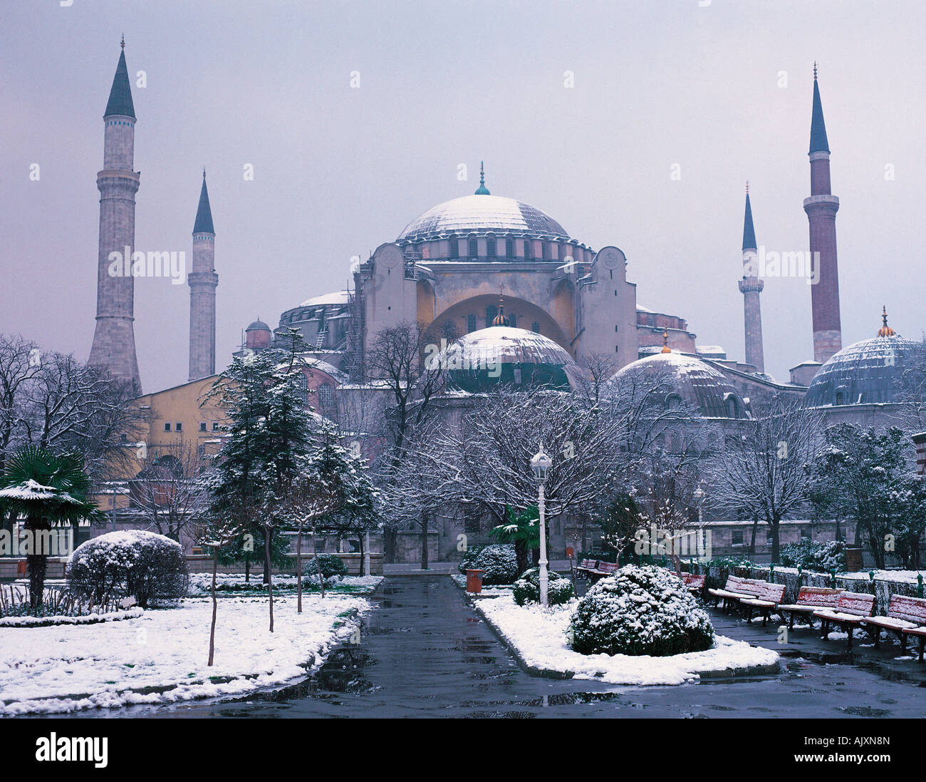 L'Europa. La Turchia. Istanbul. Hagia Sophia moschea in inverno. Foto Stock