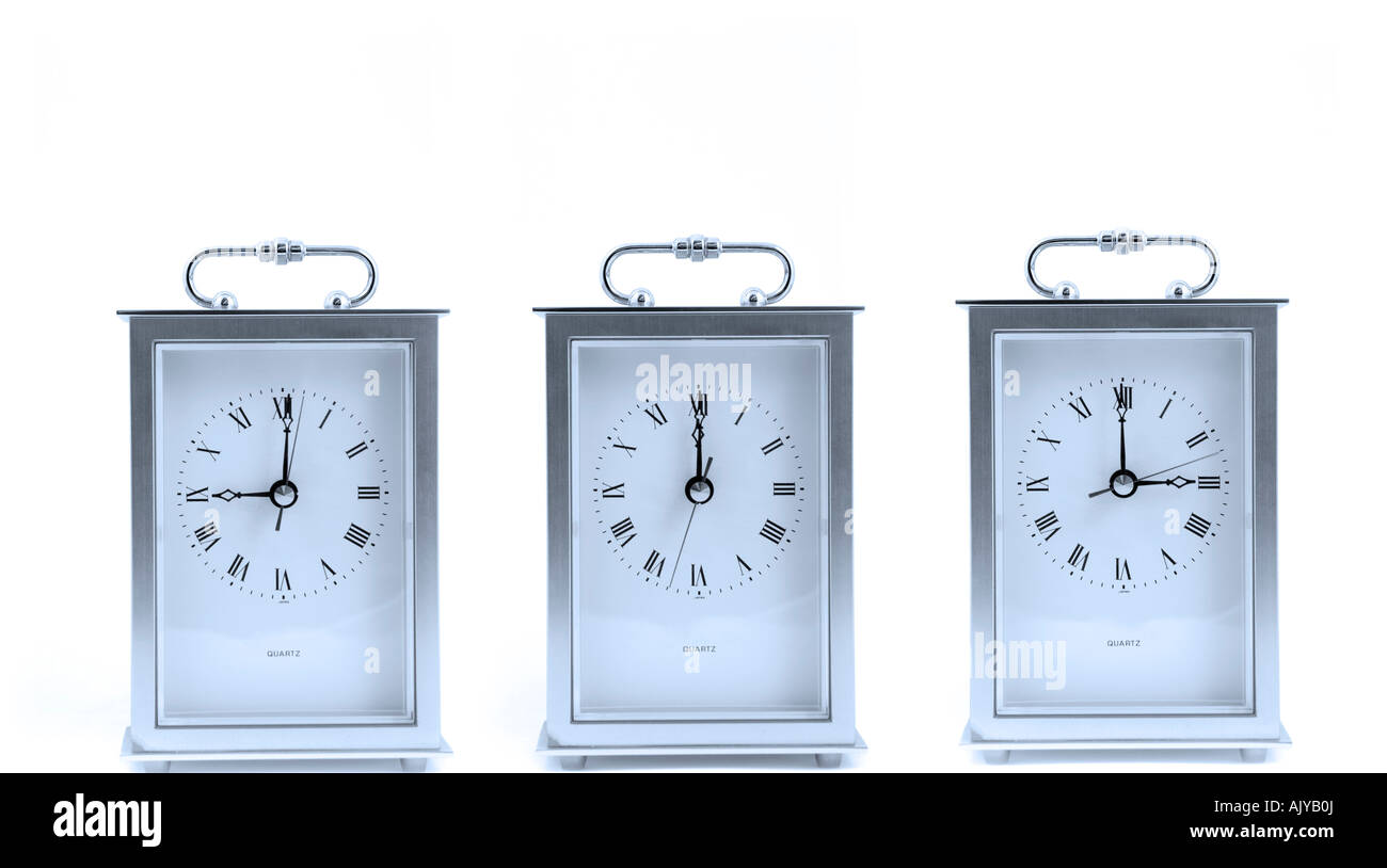 3 orologi progressione Foto Stock