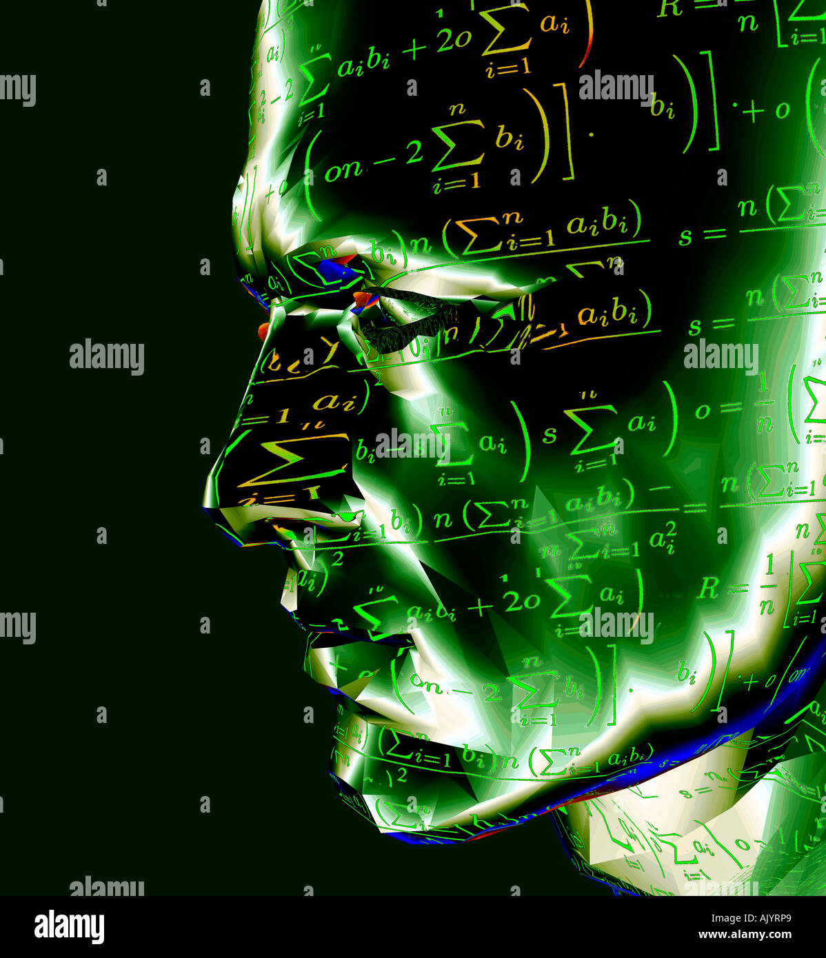 Generata da computer robot astratta testa in 3D Foto Stock