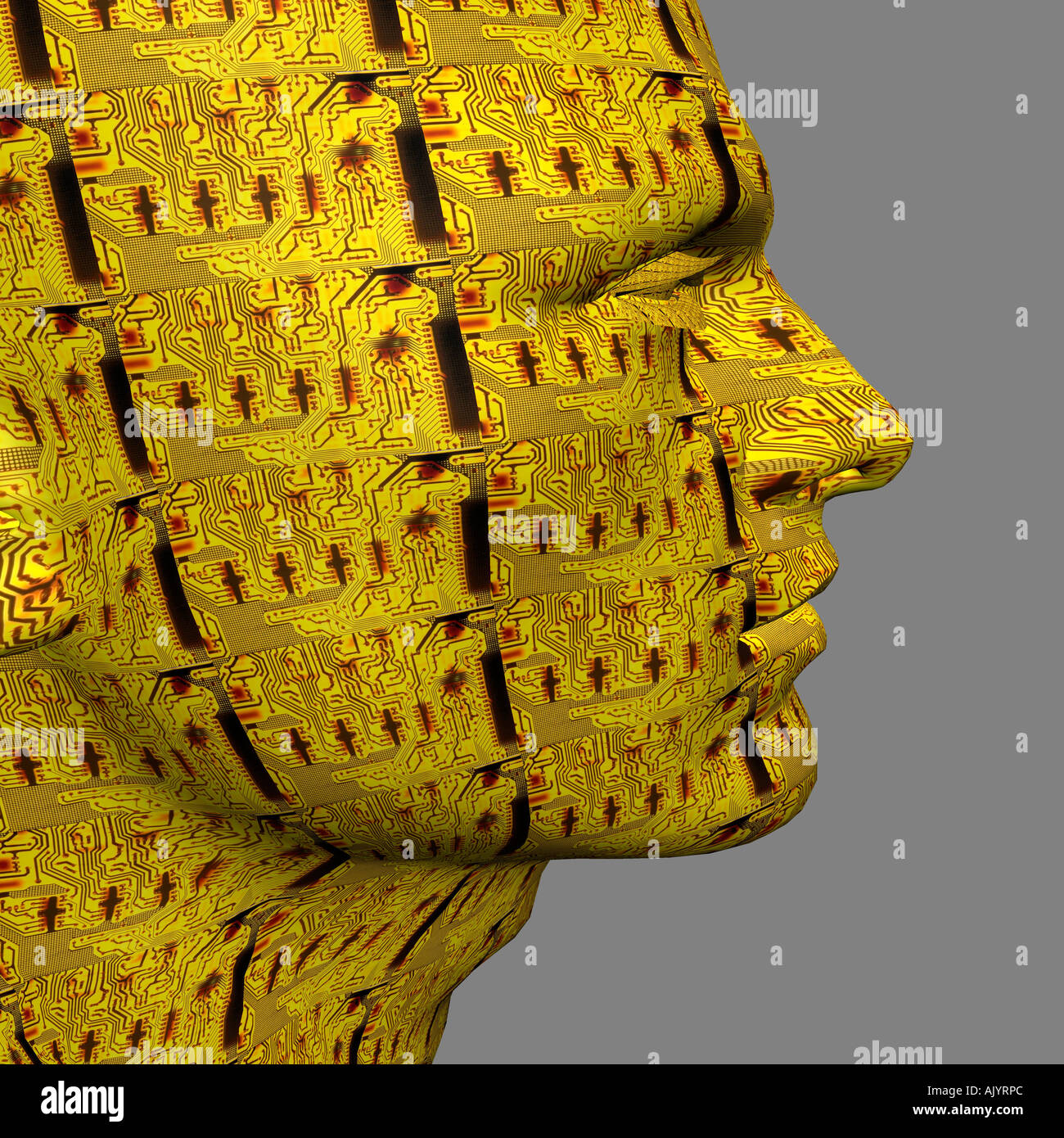 Generata da computer robot astratta testa in 3D Foto Stock