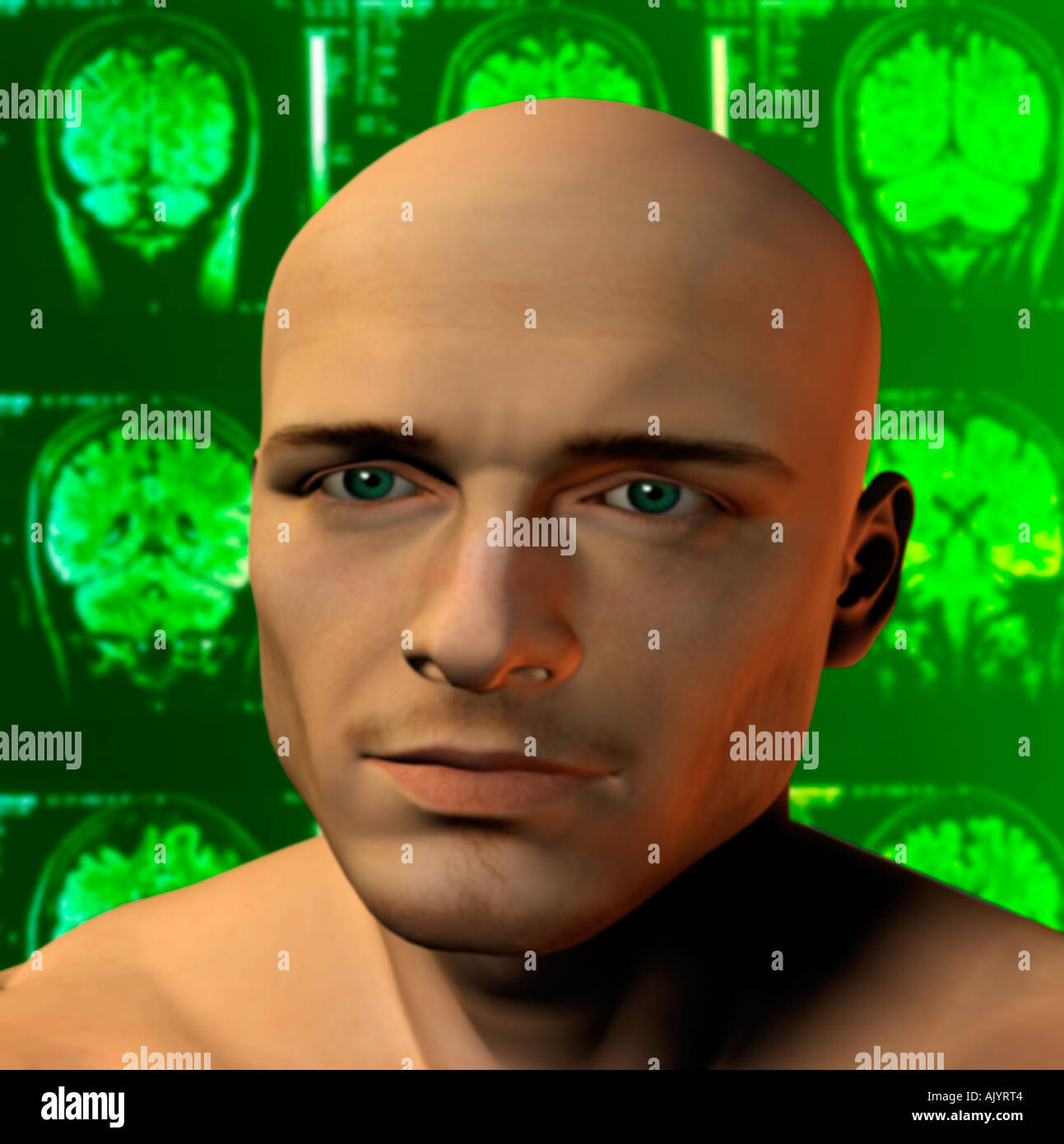 Generata da computer robot astratta testa in 3D Foto Stock