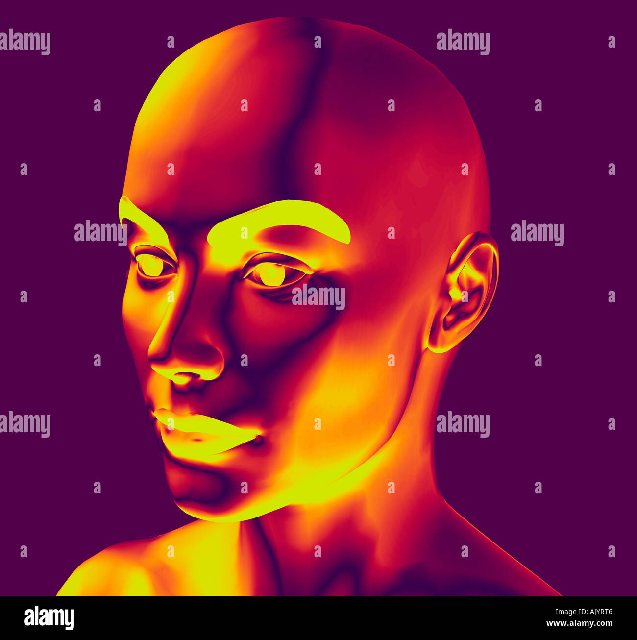 Generata da computer robot astratta testa in 3D Foto Stock