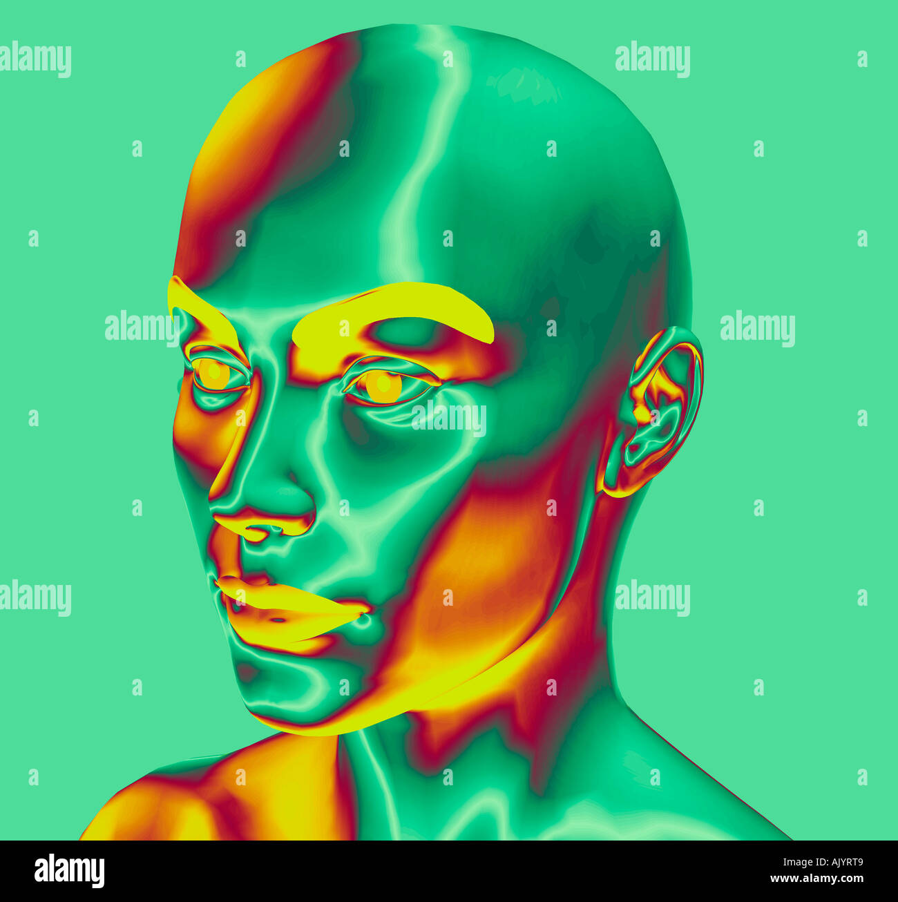 Generata da computer robot astratta testa in 3D Foto Stock