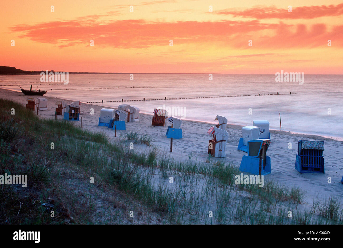 Vimini sedia spiaggia / Zempin (non gratuito per il titolo del calendario 2012) Foto Stock