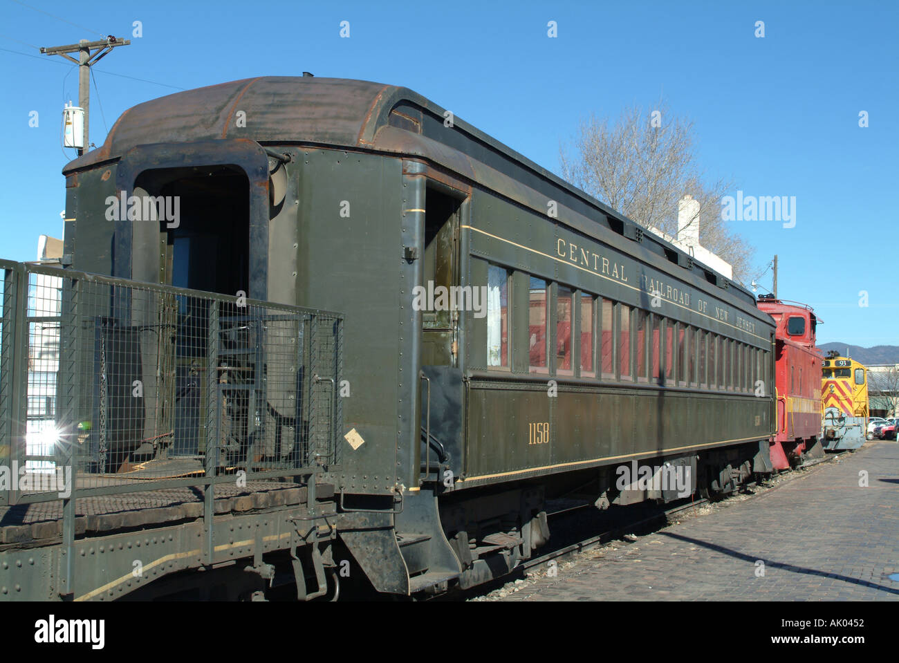 Old New Jersey Vagone ferroviario su Santa Fe Railway Nuovo Messico Stati Uniti America STATI UNITI D'AMERICA Foto Stock