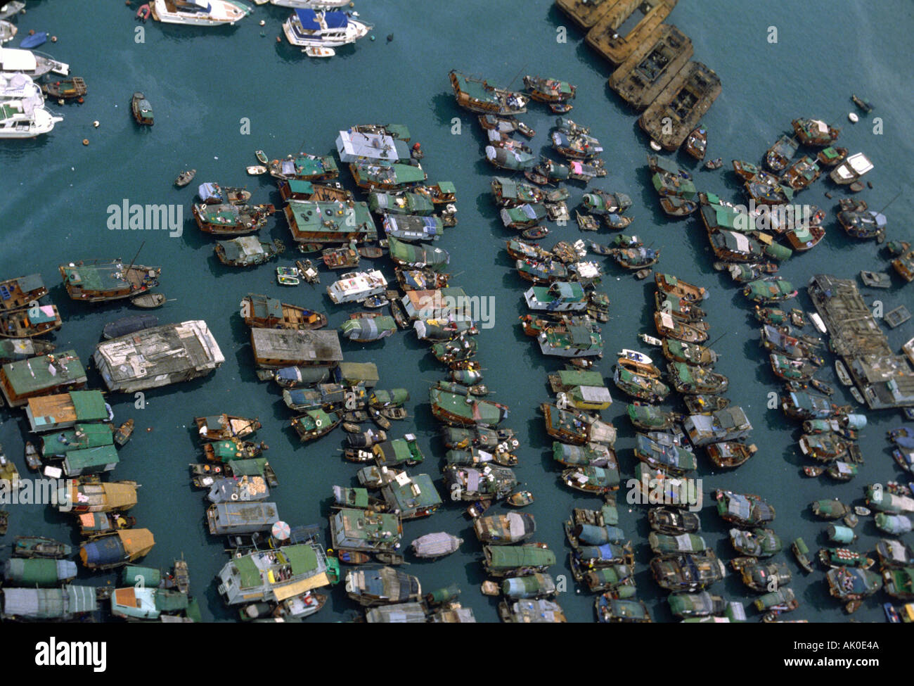 Pranzo Typhoon Shelter visto dall'aria di Hong Kong Foto Stock