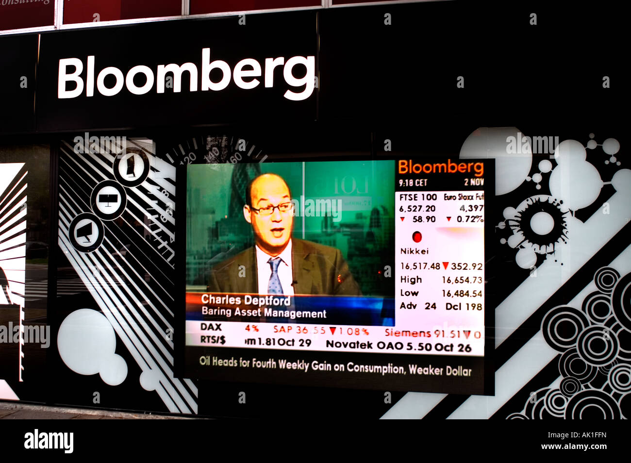 Baring Charles Deptford Bloomberg canale business banking mercato azionario Foto Stock