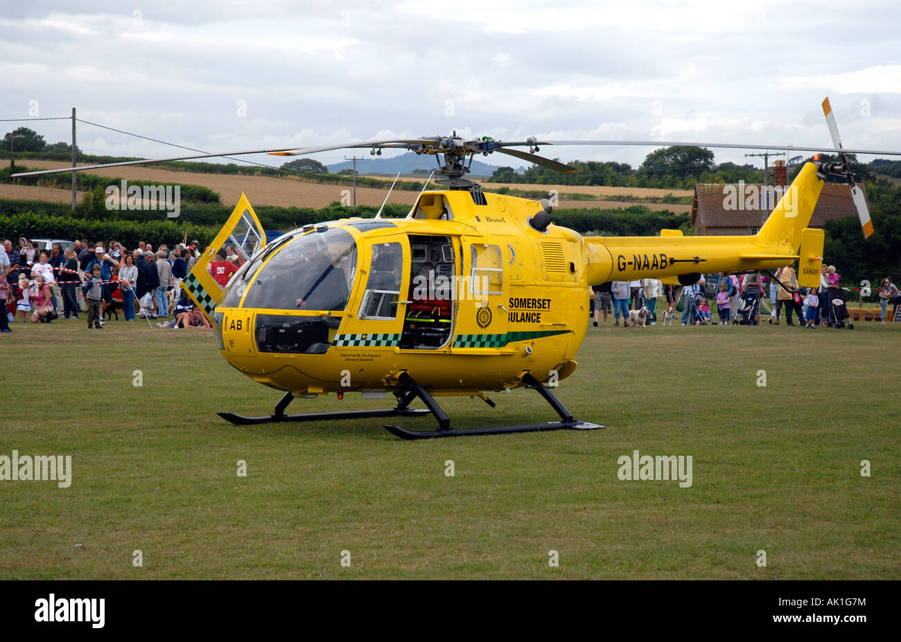 Air Ambulance, Dorset e Somerset Air Ambulance in azione, Gran Bretagna, Regno Unito Foto Stock