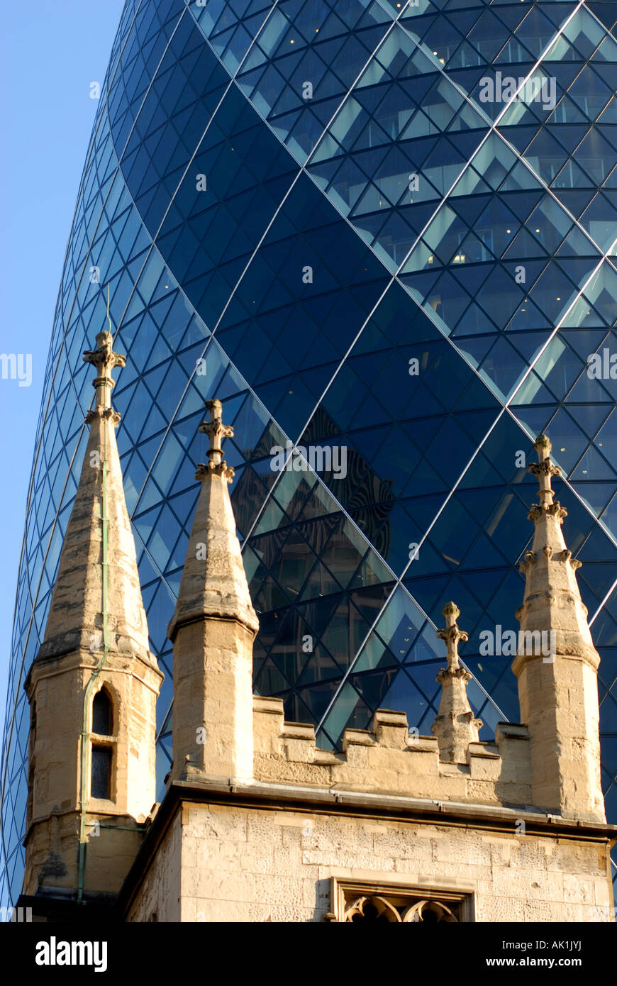 L'edificio Gerkin, Swiss Re Building, Londra, Gran Bretagna, Regno Unito Foto Stock