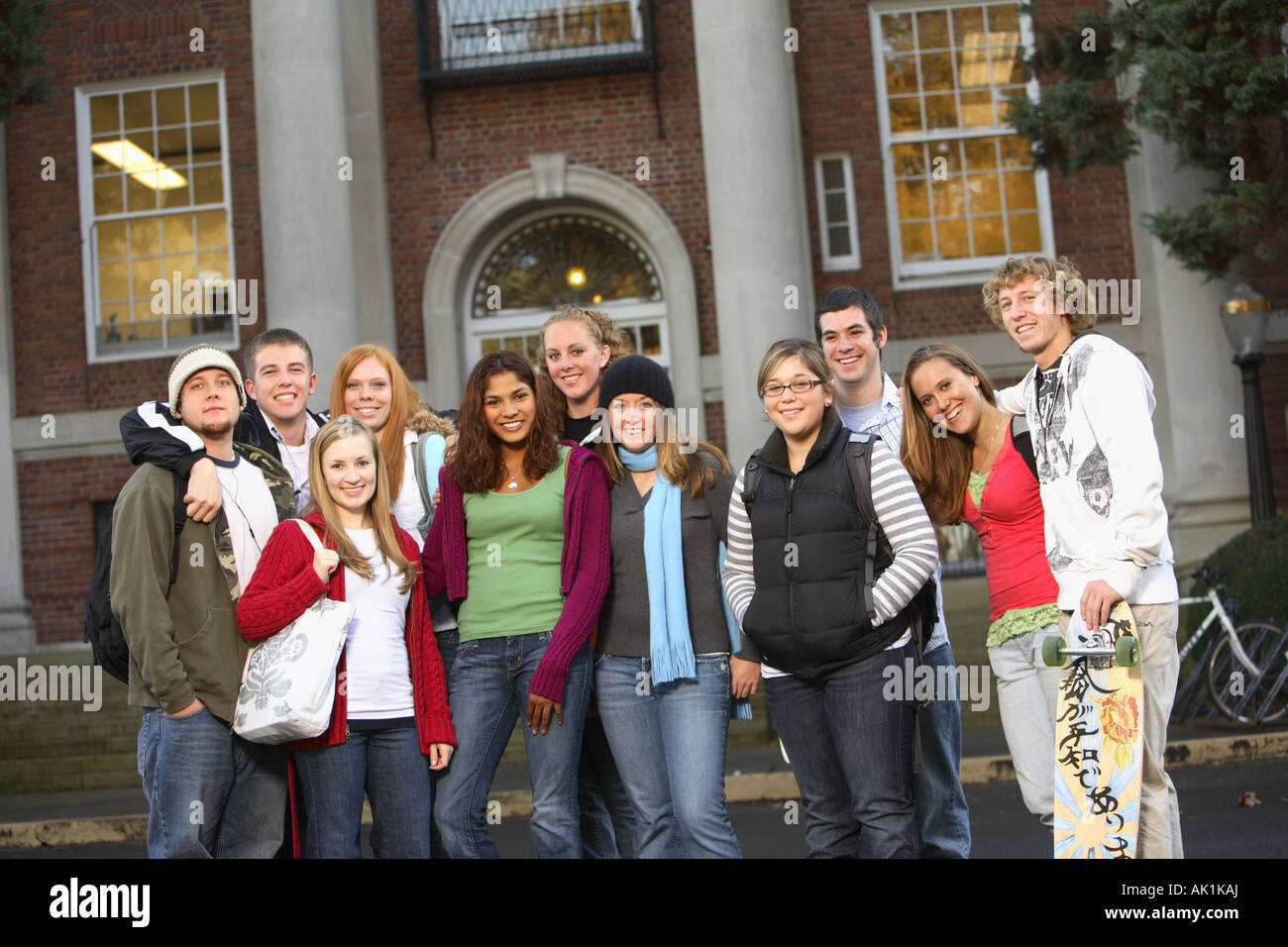 Gruppo di studenti del campus Foto Stock