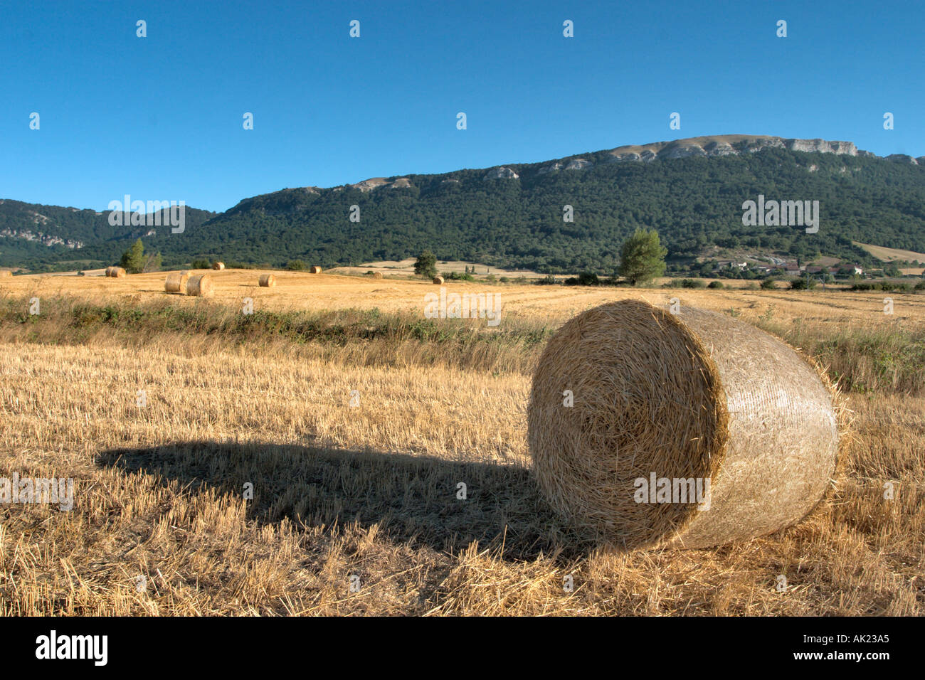 Il paesaggio a ovest di Pamplona, Navarra, Paese Basco, Spagna Foto Stock
