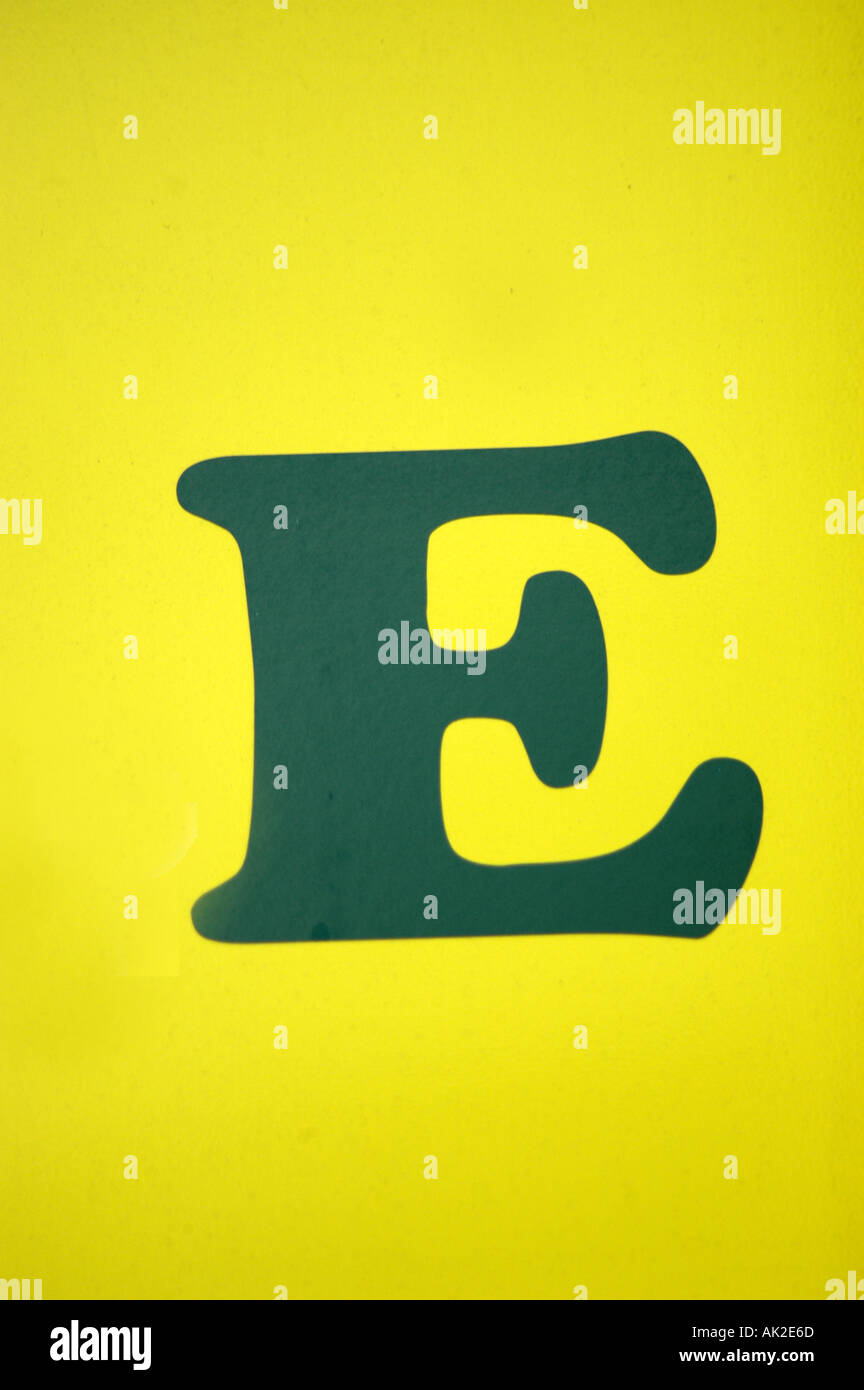 La lettera «E». Foto Stock