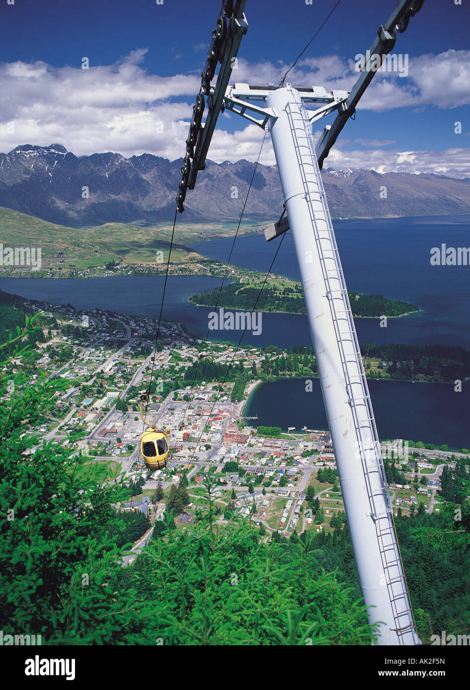 La Nuova Zelanda. Isola del Sud. Queenstown e il Lago Wakatipu. La funivia. Foto Stock
