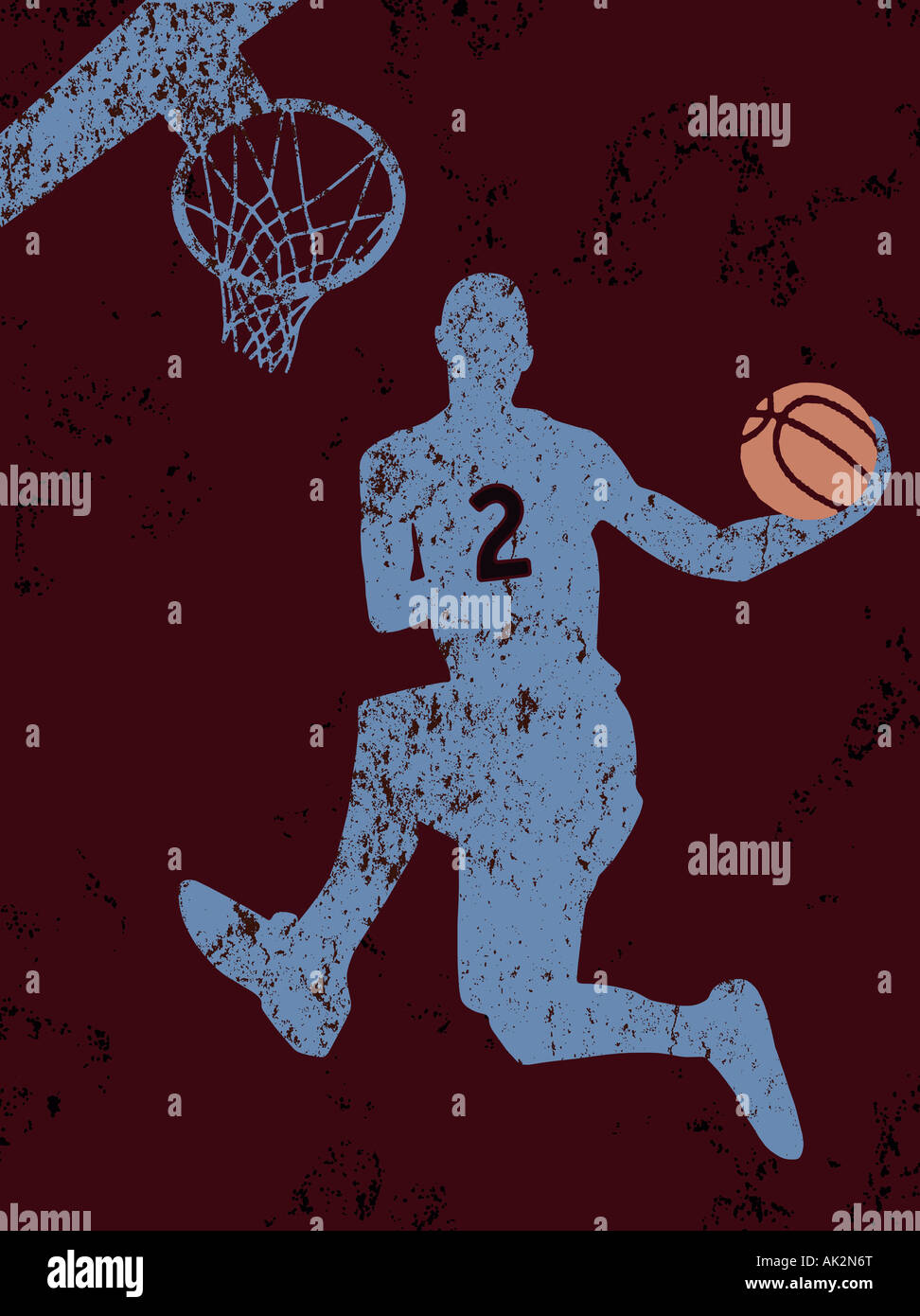 Giocatore di basket facendo un slam dunk Foto Stock
