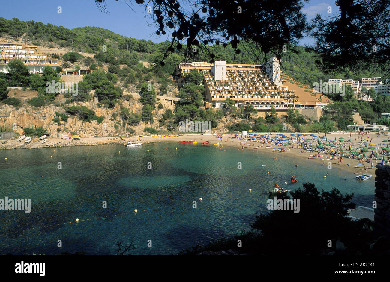 Spiaggia di Sant Miquel San Miguel Ibiza Isola di Ibiza Isole Baleari Spagna Foto Stock