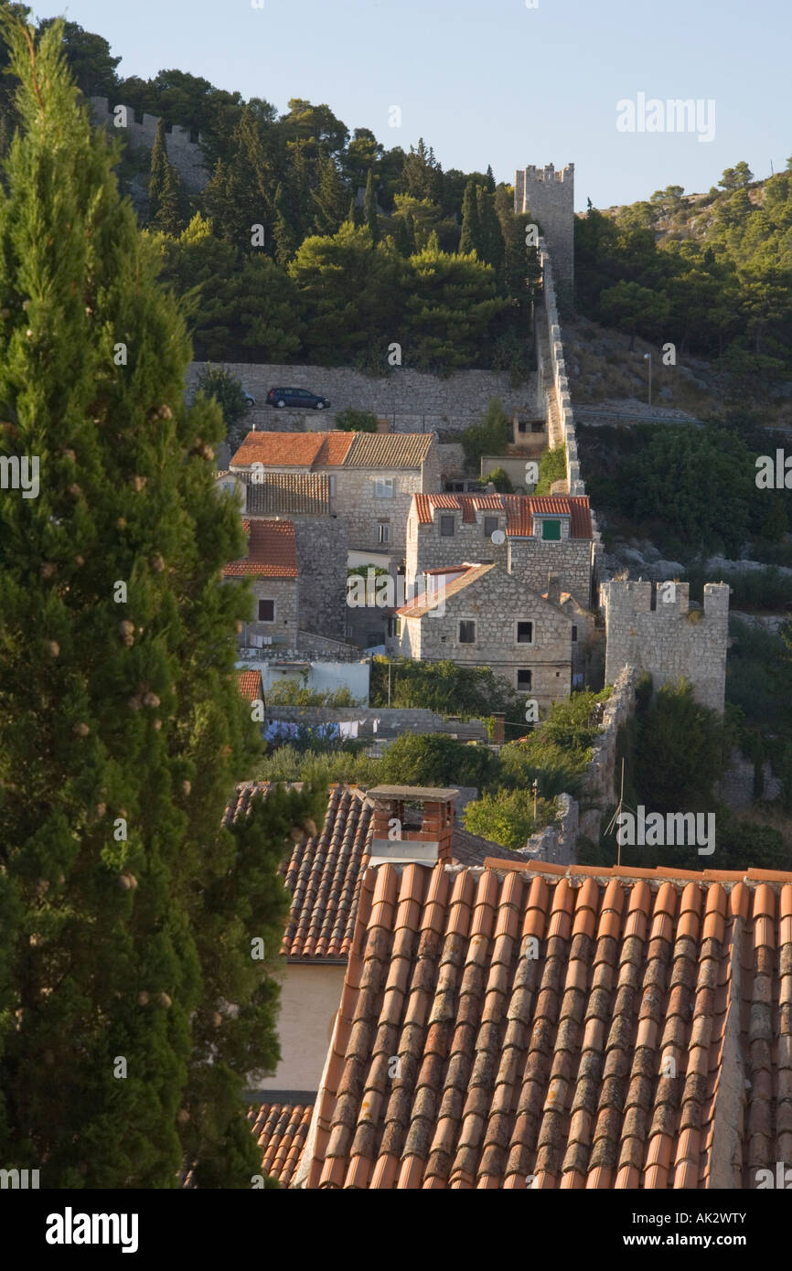 Vista di Spanjol fortino Napoleonico parete hvar croazia Foto Stock