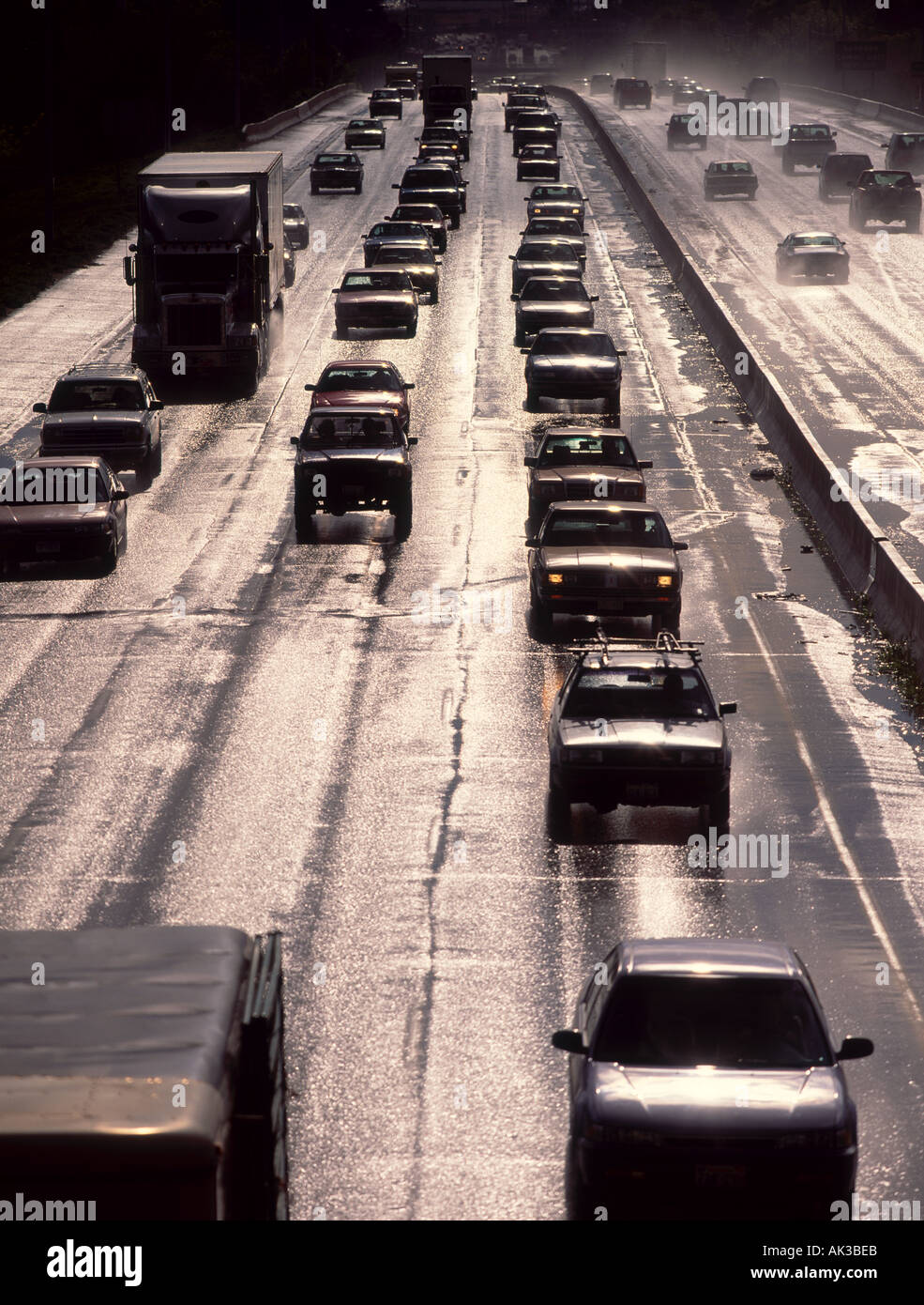 Interstate Highway 90 nella tempesta di pioggia Spokane Washington stato USA Foto Stock