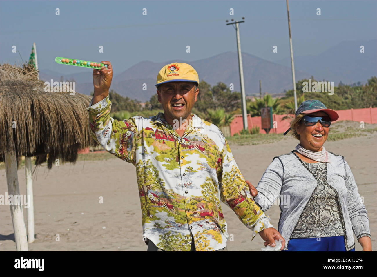 Venditori sulla spiaggia Foto Stock