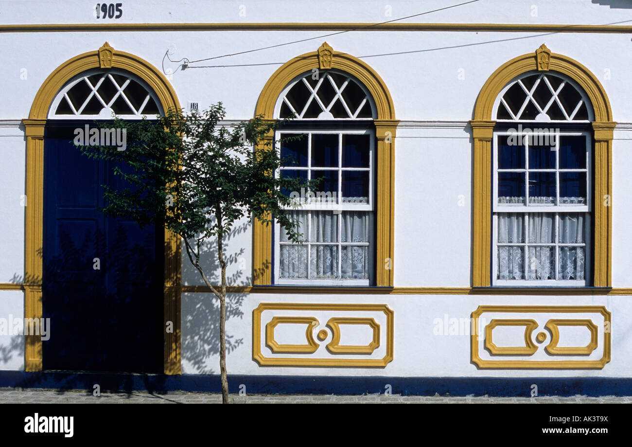 Particolare della facciata della casa Morretes Brasile Foto Stock