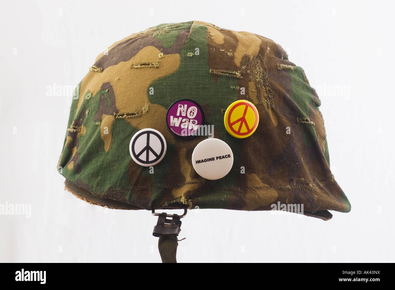 US marina il casco vintage Vietnam anti pulsanti di guerra Foto Stock