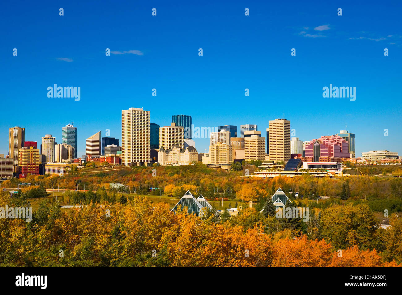 Autunno dello skyline della città di Edmonton, Alberta Foto Stock