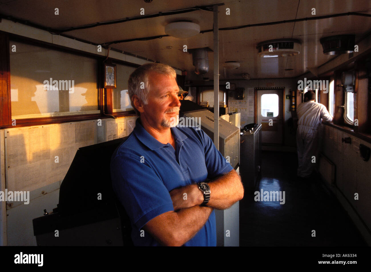 California, San Francisco Bay, Cisterna Gaz Master, Bar pilota sul ponte Foto Stock