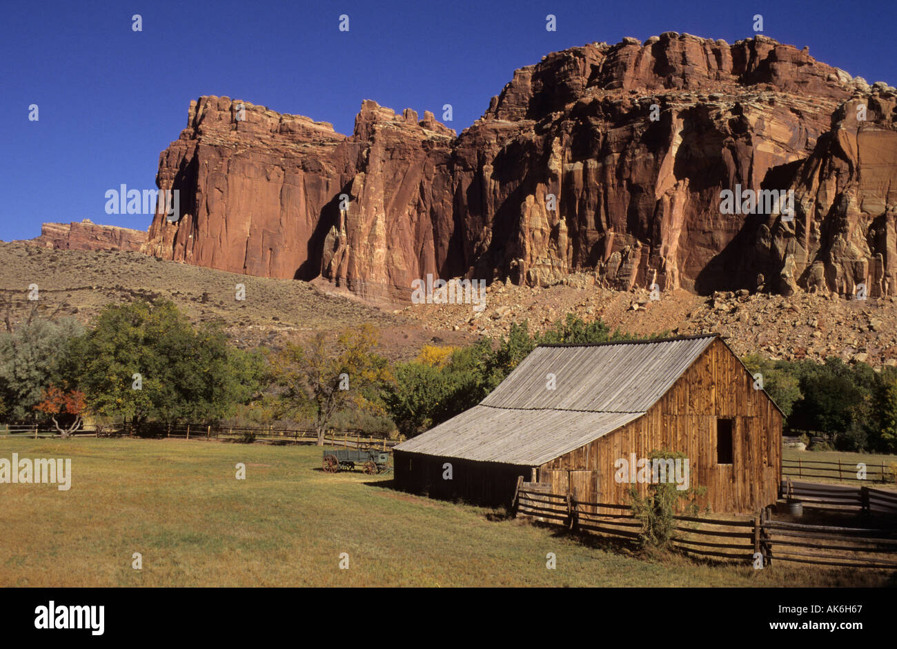 Storico in cabina Fruita Capitol Reef National Park Foto Stock
