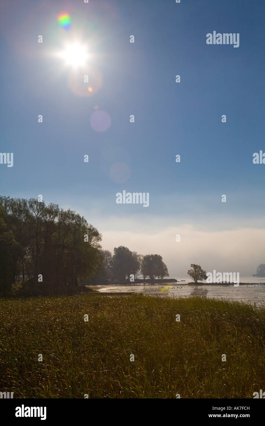 Sun rise in prima mattinata a mille isole isole 1000 in St Lawrence River Ontario Canada Foto Stock