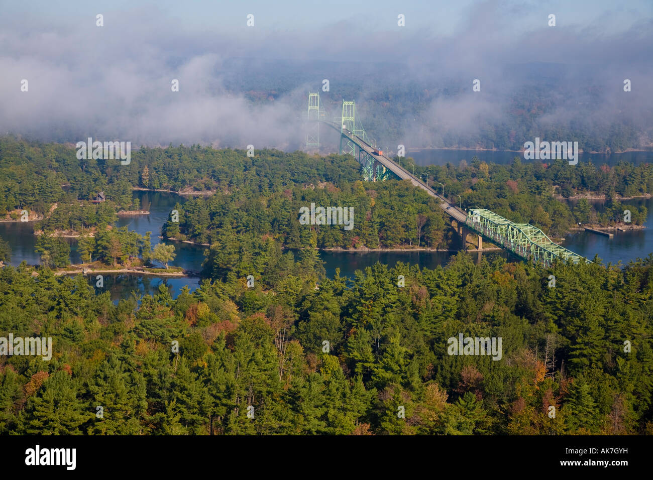Isole 1000 Mille Isole ponte tra Canada e Stati Uniti d'America in St Lawrence River Ontario Canada Foto Stock