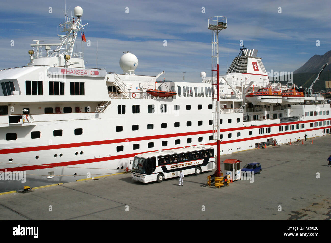 Molti Antartico navi da crociera iniziano il loro crociere dal porto argentino di Ushuaia,la più meridionale porta nel mondo Foto Stock