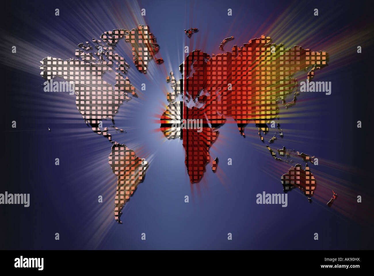 Mappa del mondo con colori diferents Foto Stock