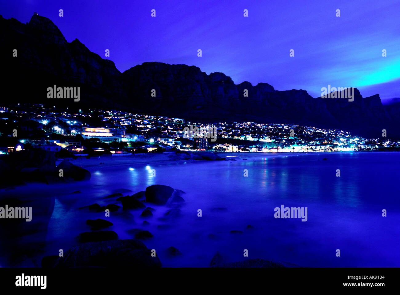 Clifton Beach di notte Città del Capo SUD AFRICA Foto Stock