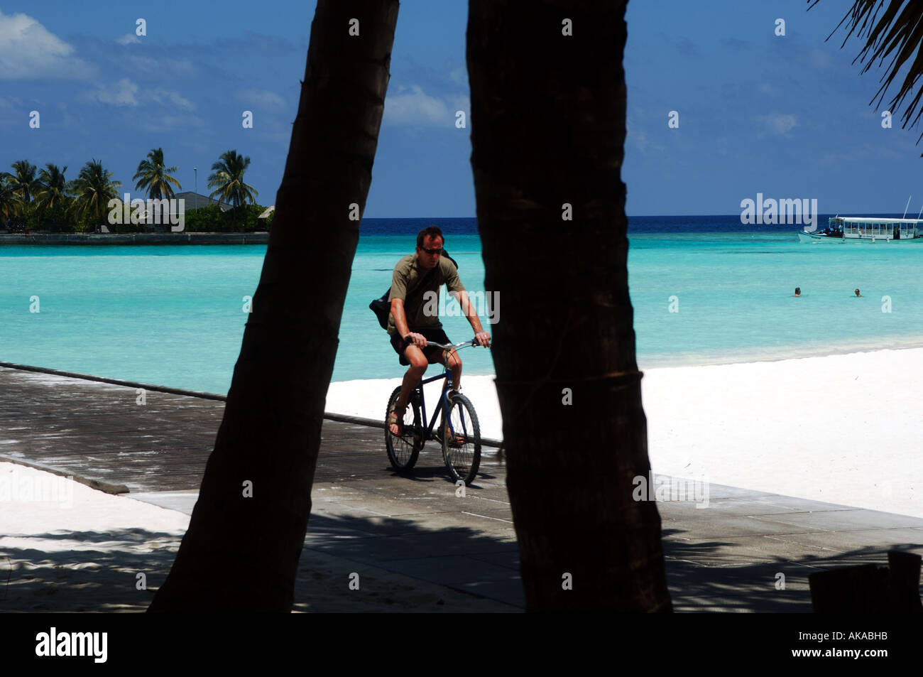 Maldive il pontile della Sun Island Resort Foto Stock