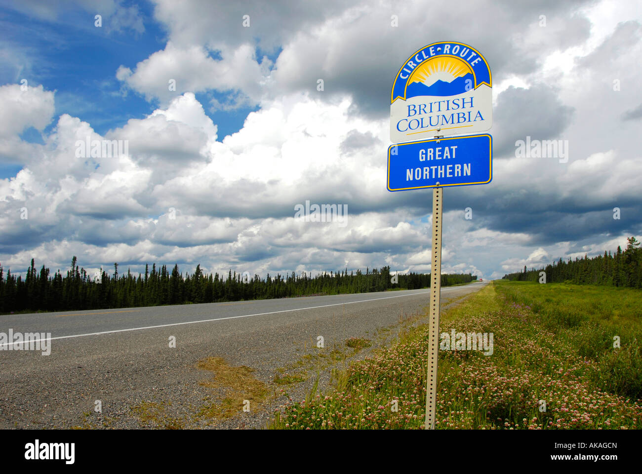 Alaska Highway British Columbia B C Canada Great Northern Circle Route segno ALCAN Al può Foto Stock