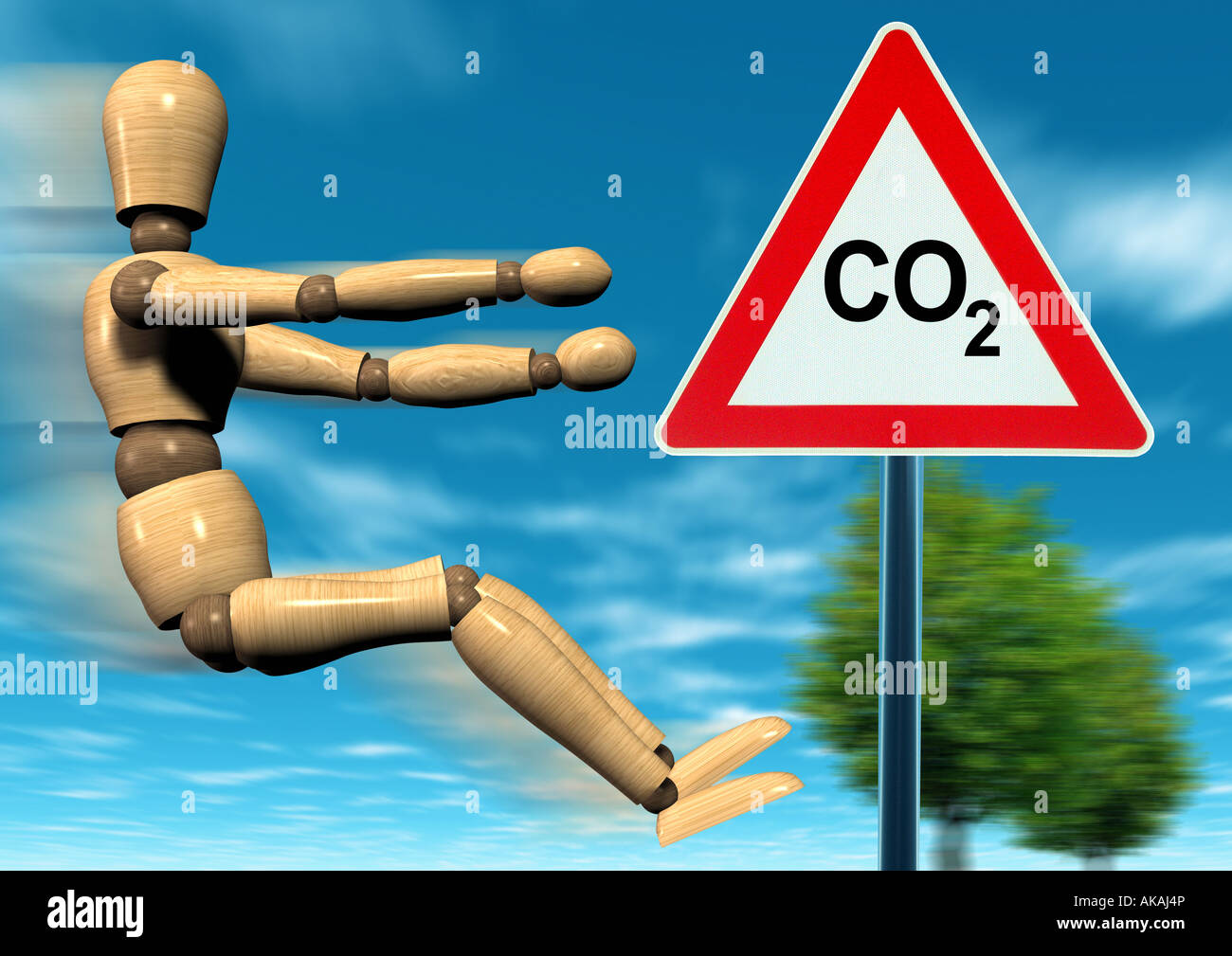 Avvertenza CO2 Achtung CO2 Foto Stock
